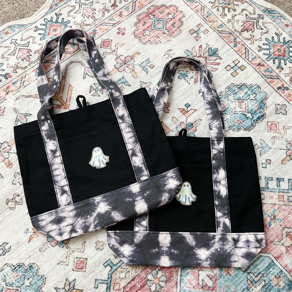 NEW Set of 2 Mini Ghost Totes